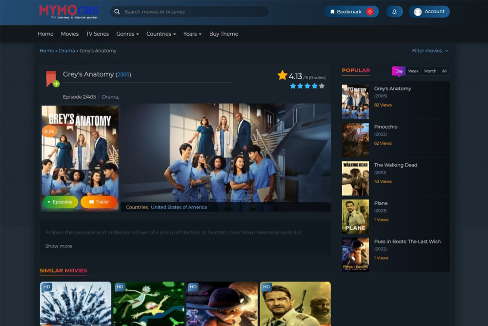 Mymo - TV Series And Movie Portal CMS Unlimited Image 2